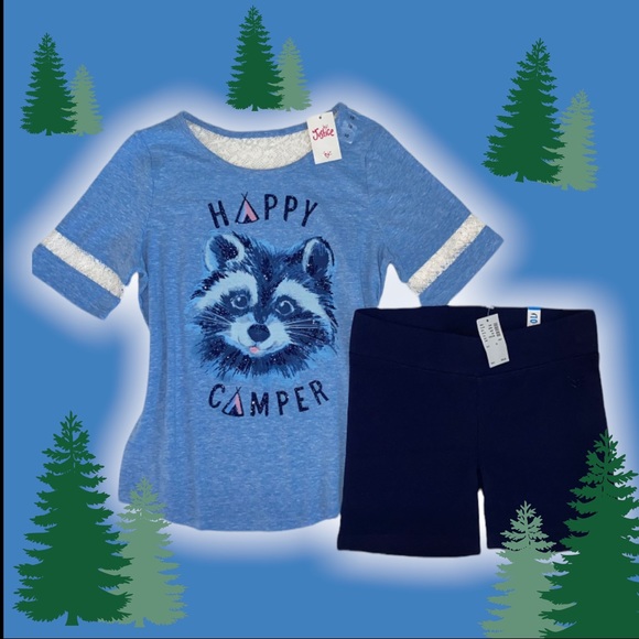 Justice NWT Sz 10 Happy Camper Shirt Outfit Sz 10 - Picture 1 of 7
